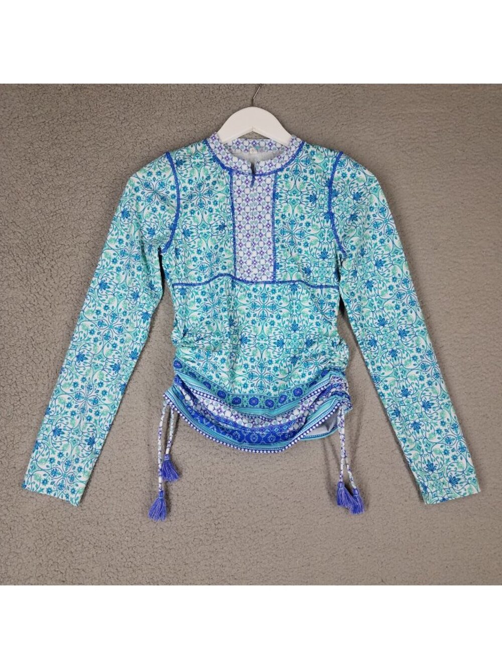 Cabana Life Rashgaurd Girl's Youth 14 Swim Paisley Floral Sun Protection Beach